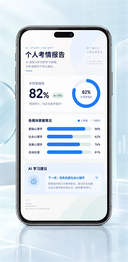 突破者刷题小程序AI督学与考情分析界面
